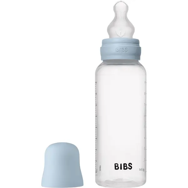 BIBS BIBS Anti-Colic Baby Bottle Silicone antikolična steklenička s silikonskim cucljem Baby Blue 270 ml