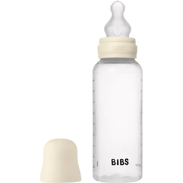 BIBS BIBS Anti-Colic Baby Bottle Silicone antikolična steklenička s silikonskim cucljem Ivory 270 ml