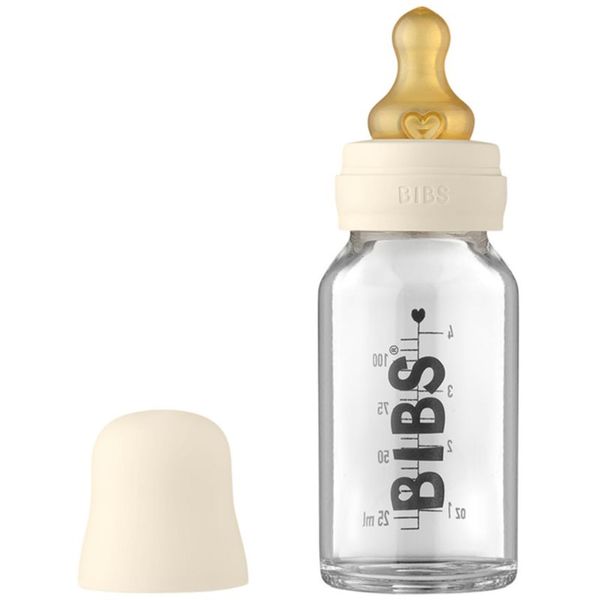 BIBS BIBS Baby Glass Bottle 110 ml steklenička za dojenčke Ivory 110 ml