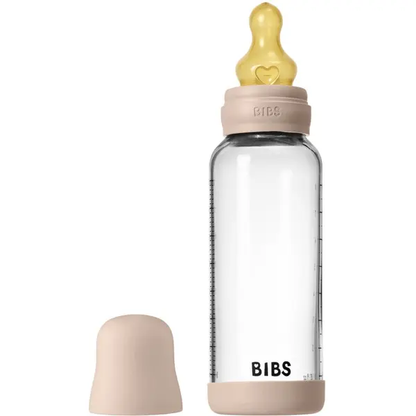 BIBS BIBS Baby Glass Bottle Round Latex antikolična steklenička Blush 240 ml