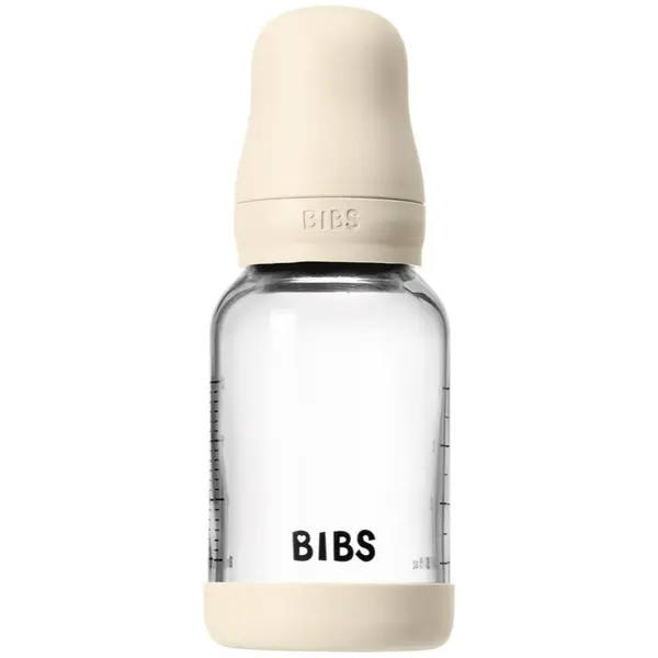 BIBS BIBS Baby Glass Bottle Round Latex antikolična steklenička Ivory 120 ml
