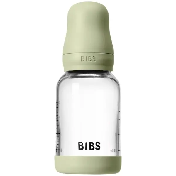 BIBS BIBS Baby Glass Bottle Silicone antikolična steklenička s silikonskim ustnikom Sage 120 ml