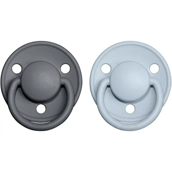 BIBS BIBS De Lux Natural Rubber Size 1: 0+ months duda Iron / Baby Blue 2 kos