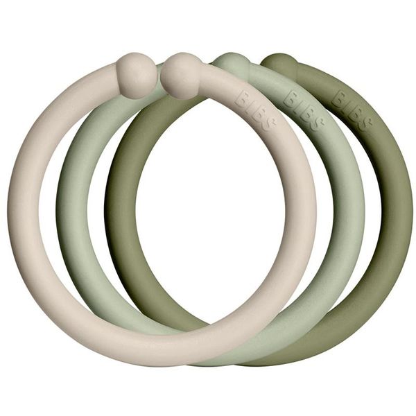 BIBS BIBS Loops obešalni obročki Vanilla / Sage / Olive 12 kos