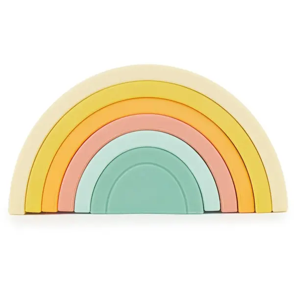 Bieco Bieco Silicone Rainbow mavrična zlaganka 12 m+ Tropical Vibes 6 kos