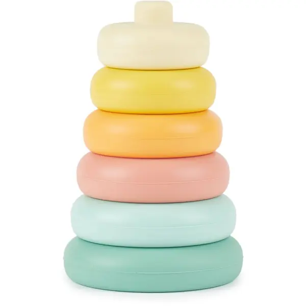 Bieco Bieco Silicone Stacking Tower Tropical Vibes natikanka z obročki 12 m+ 6 kos