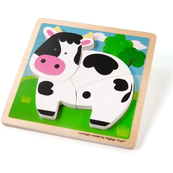 Bigjigs Toys Bigjigs Toys Chunky Lift-Out Puzzle Cow aktivnostna vstavljanka iz lesa 12 m+ 1 kos