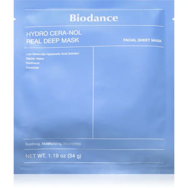 Biodance Biodance Hydro Cera-nol Real Deep Mask vlažilna maska za obraz s pomirjajočim učinkom 34 g