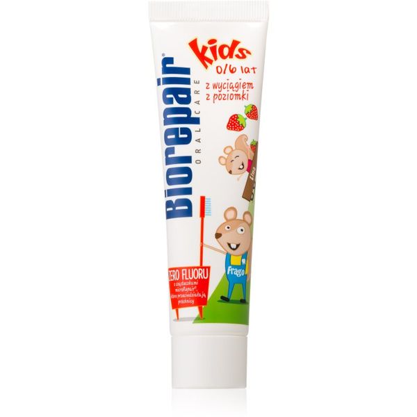 Biorepair Biorepair Kids 0-6 Strawberry zobna pasta za otroke za obnovitev zobne sklenine Strawberry 50 ml