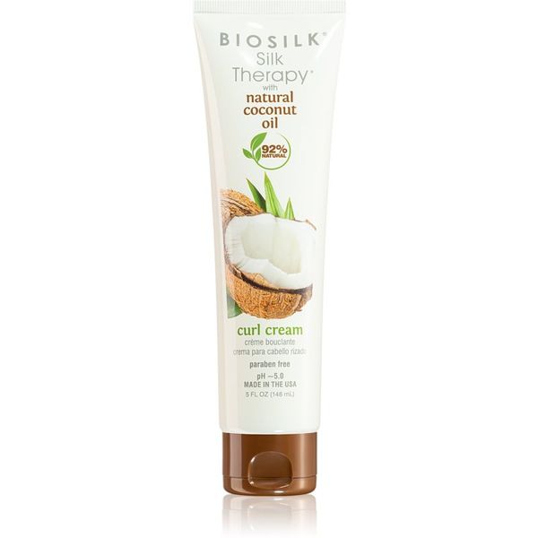 Biosilk Biosilk Silk Therapy Natural Coconut Oil krema za lase za valovite in kodraste lase 148 ml