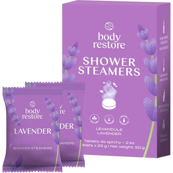 Body Restore Body Restore Lavender Shower Steamers tablete za prho z vonjem sivke 2x25 g