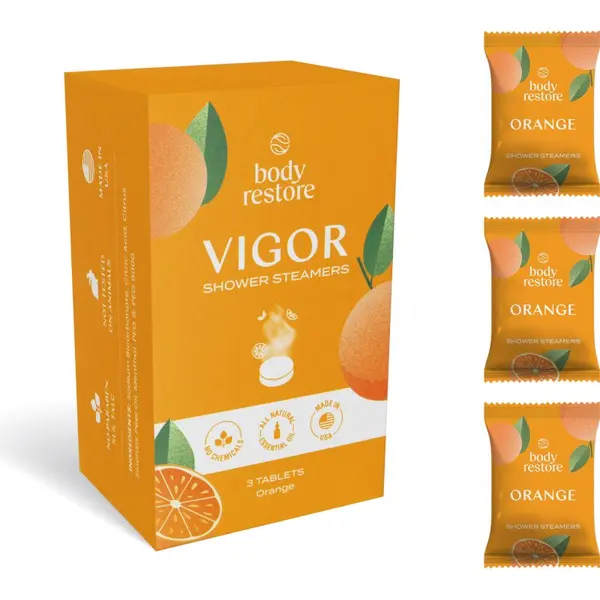 Body Restore Body Restore Vigor Shower Steamers tablete za prho dišave Orange 3 kos
