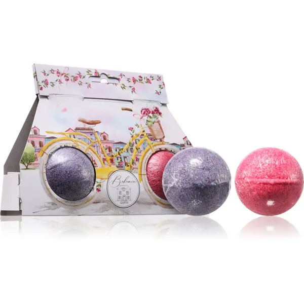 Bohemia Gifts & Cosmetics Bohemia Gifts & Cosmetics Bath Bombs Bicycle šumeča kopalna kroglica dišave Lavender + Rosehip & Rose 2x110 g