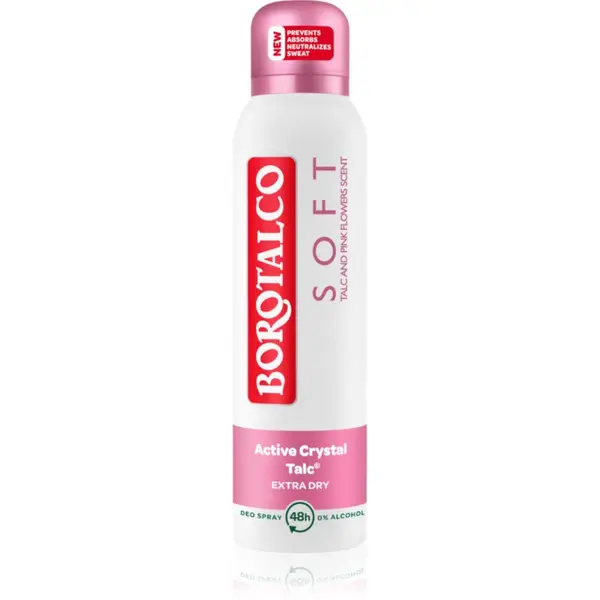 Borotalco Borotalco Soft Talc & Pink Flower deodorant v pršilu brez alkohola 150 ml