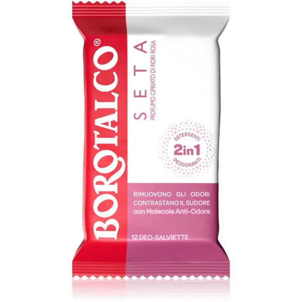 Borotalco Borotalco Soft Talc & Pink Flower osvežilni vlažilni robčki za noge, telo in podpazduhe 12 kos