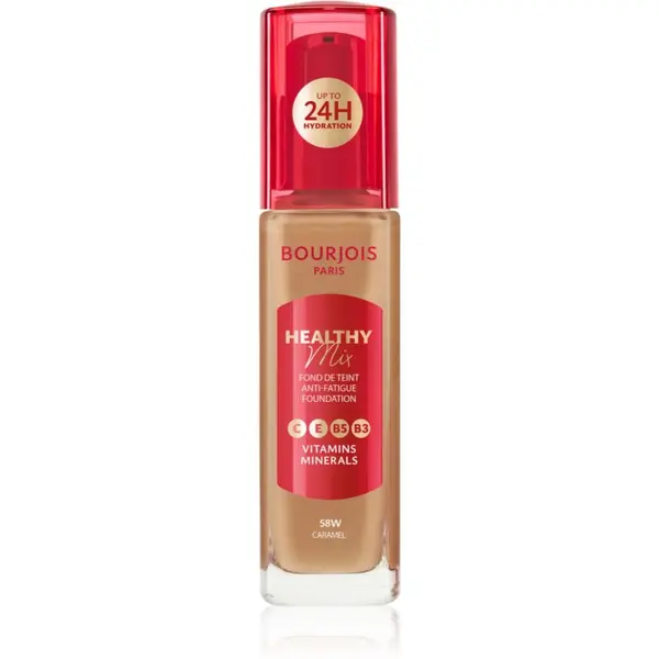 Bourjois Bourjois Healthy Mix posvetlitveni vlažilni tekoči puder 24 ur odtenek 58W Caramel 30 ml