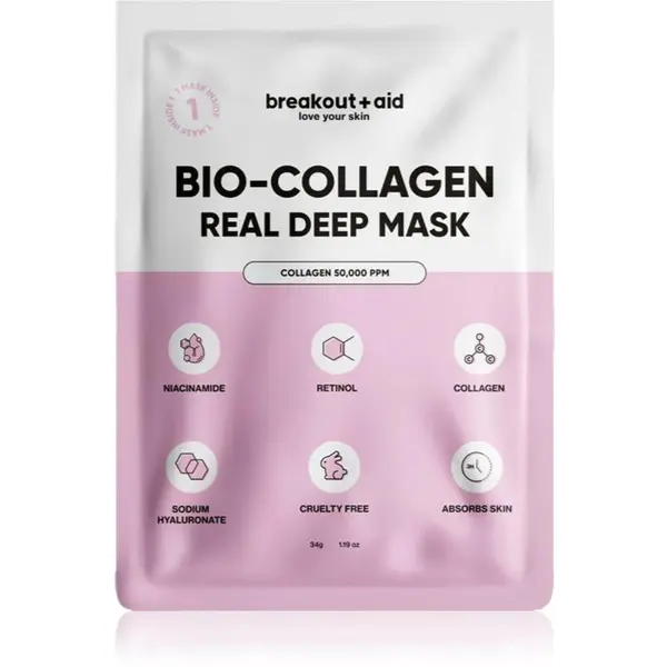 breakout + aid breakout + aid Bio-Collagen Real Deep Mask maska za spanje s kolagenom 1 kos