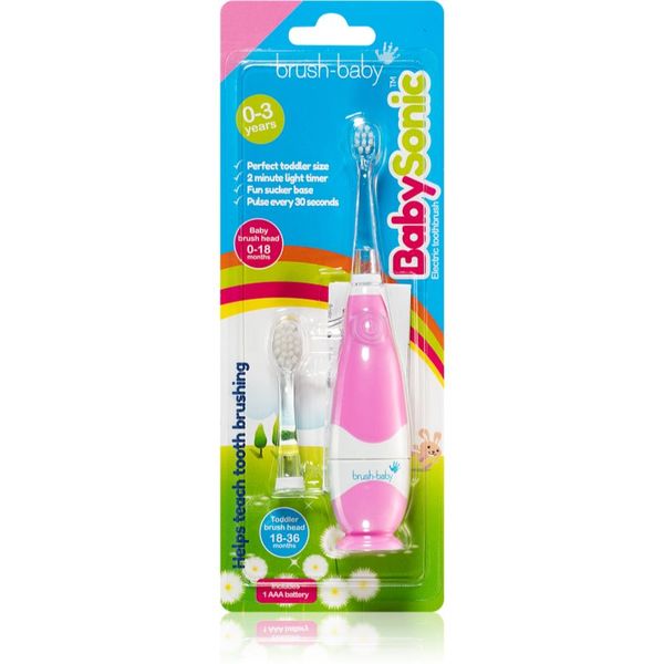 Brush Baby Brush Baby BabySonic električna zobna ščetka za otroke 0 – 36 mesecev Pink 1 kos