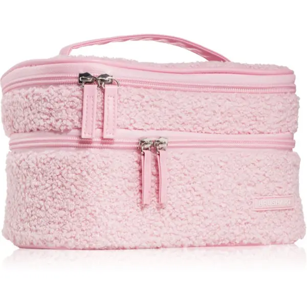 BrushArt BrushArt Accessories Double-layered fluffy make-up bag torbica z dvema predeloma Light pink 1 kos