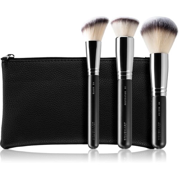 BrushArt BrushArt Professional Full Face brush set with makeup pouch Set čopičev s torbico Black