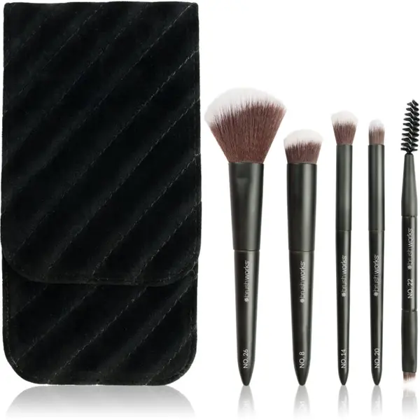 Brushworks Brushworks Mini Travel Face & Eye Brush Set potovalni set čopičev s torbico