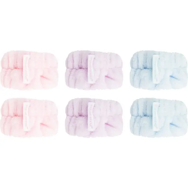 Brushworks Brushworks Pastel Microfibre Wrist Wash Bands zapestnice proti brizganju vode pri umivanju obraza 6 kos