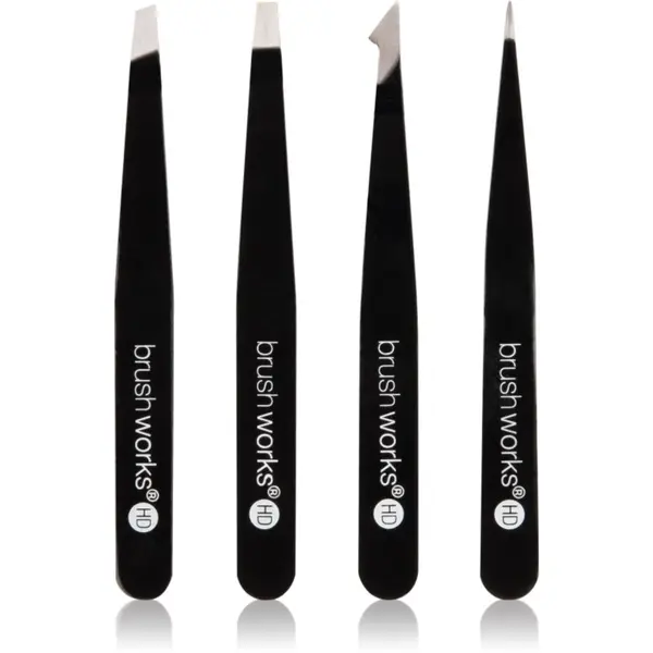 Brushworks Brushworks The Complete set pincet za obrvi Black 4 kos
