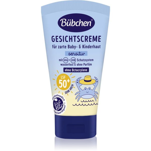 Bübchen Bübchen Sensitive Sun Protection Face Cream SPF 50+ zaščitna krema za obraz za otroke SPF 50+ 6 m+ 50 ml