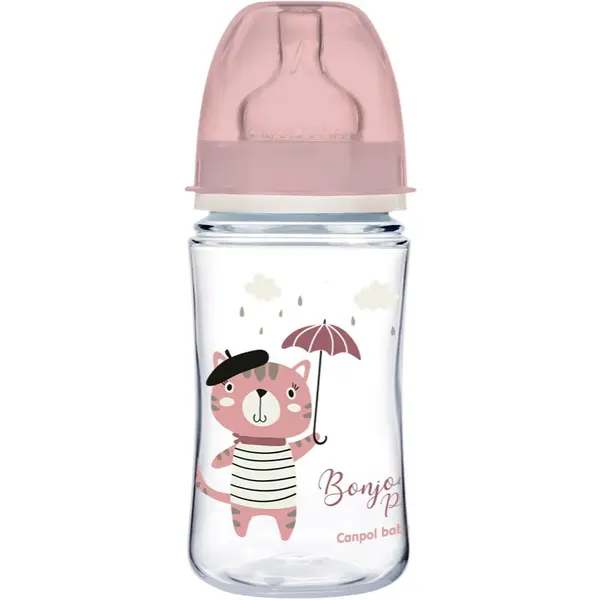 Canpol babies Canpol babies Bonjour Paris steklenička za dojenčke 3m+ Pink 240 ml