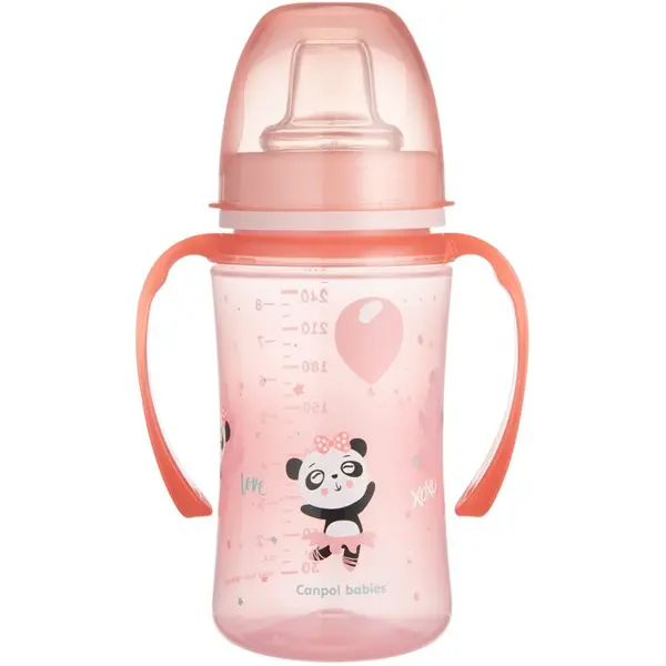 Canpol babies Canpol babies Exotic Animals otroški lonček z ročaji 6+ m Pink 240 ml