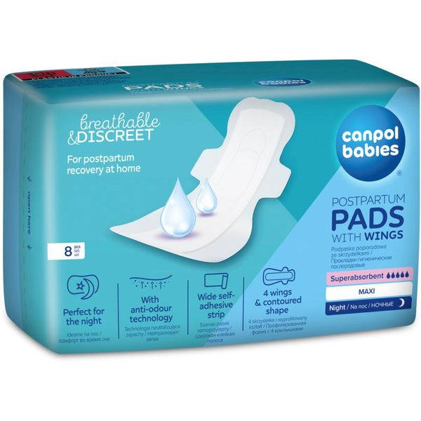 Canpol Babies Canpol babies Postpartum Pads With Wings poporodni vložki za noč 8 kos