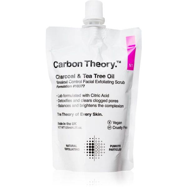 Carbon Theory Carbon Theory Charcoal & Tea Tree Oil čistilni piling za obraz za problematično kožo, akne 125 ml