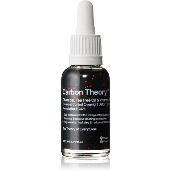 Carbon Theory Carbon Theory Charcoal, Tea Tree Oil & Vitamin E regeneracijski nočni serum z revitalizacijskim učinkom za problematično kožo 30 ml