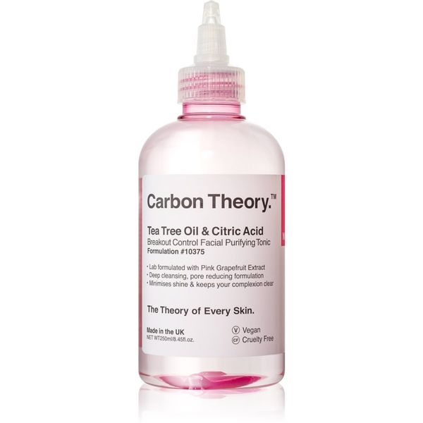 Carbon Theory Carbon Theory Tea Tree Oil & Citric Acid globinsko čiístilni tonik za problematično kožo, akne 250 ml
