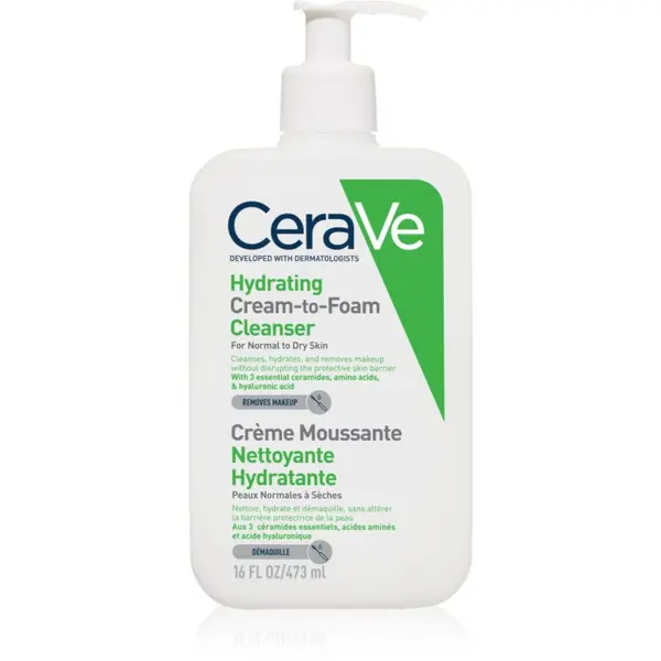 CeraVe CeraVe Cleansers Hydrating Cream-to-Foam Cleanser čistilna penasta krema za normalno do suho kožo 473 ml
