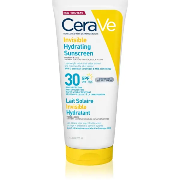 CeraVe CeraVe Invisible Hydrating Sunscreen SPF 30 losjon za sončenje za obraz in telo SPF 30 177 ml