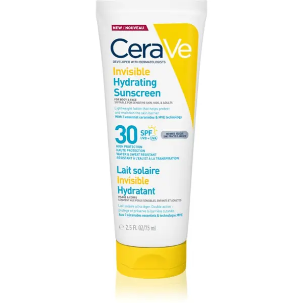 CeraVe CeraVe Invisible Hydrating Sunscreen SPF 30 losjon za sončenje za obraz in telo SPF 30 75 ml