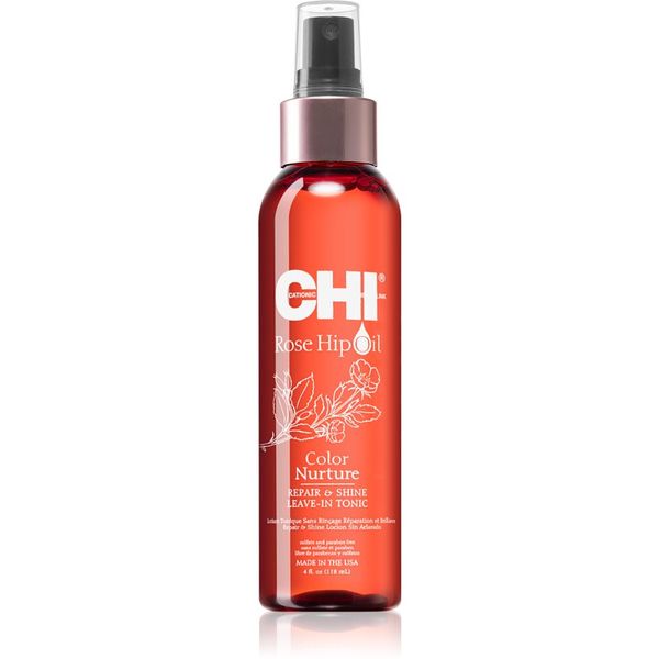 CHI CHI Rose Hip Oil Repair and Shine Leave-in tonik za barvane in poškodovane lase 118 ml