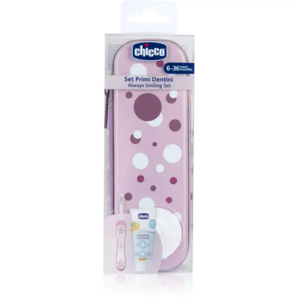 Chicco Chicco Always Smiling Set 6m+ set zobne nege z etuijem Lilac