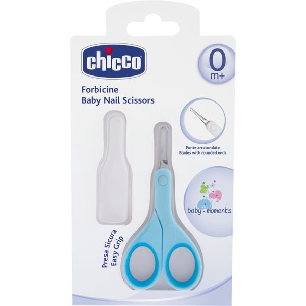 Chicco Chicco Baby Moments otroške škarjice z okroglo konico 0m+ Blue 1 kos