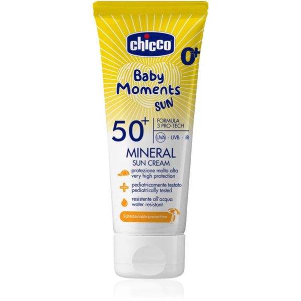 Chicco Chicco Baby Moments Sun Mineral krema za sončenje za otroke SPF 50+ 0 m+ 75 ml