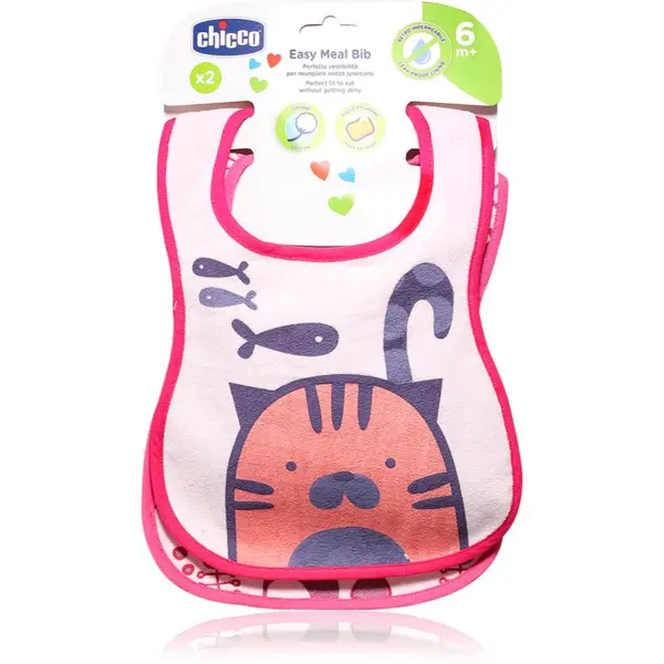 Chicco Chicco Easy Meal Bib 6m+ slinček Pink 2 kos