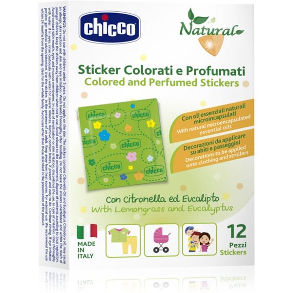 Chicco Chicco Natural Colored and Perfumed Stickers nalepke proti insektom 3 y+ 12 kos