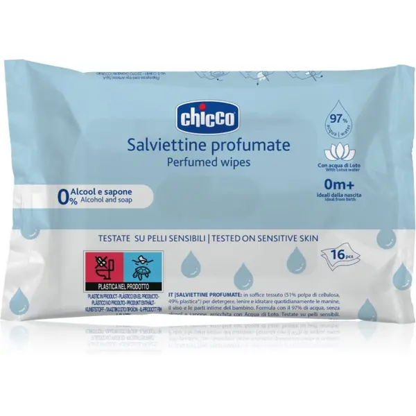 Chicco Chicco Perfumed Wipes 0m+ vlažni robčki za otroke rahlo odišavljen 16 kos