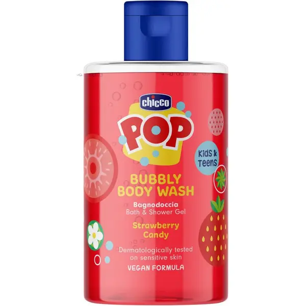 Chicco Chicco Pop Bubbly Body Wash gel za prhanje in kopanje za otroke Strawberry Candy 300 ml