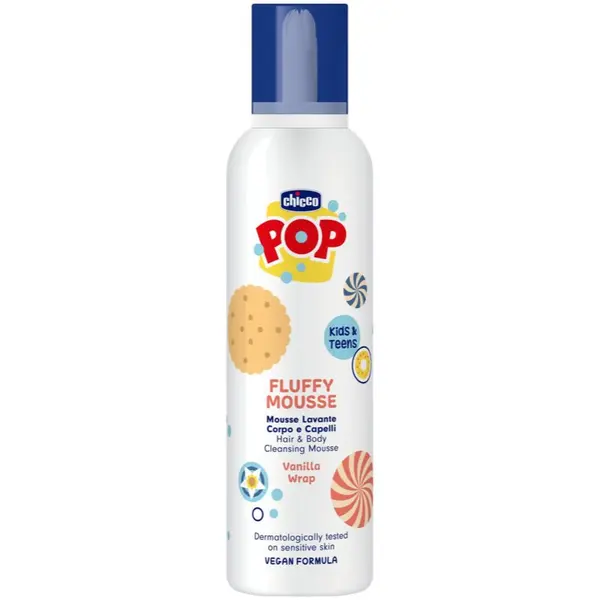 Chicco Chicco POP Fluffy Mousse Hair and Body pena za telo in lase Vanilla wrap 200 ml