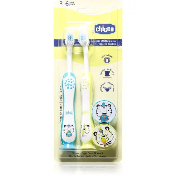 Chicco Chicco Toothbrush Set 3-6 y+ zobna ščetka za otroke s prisesko Tiger-Panda
