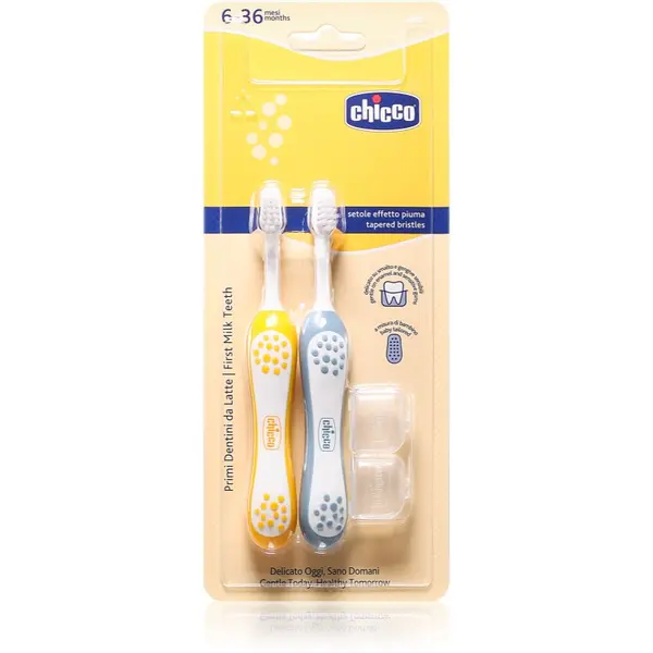 Chicco Chicco Toothbrush Set 6-36m zobna ščetka za otroke Indigo-Mustard