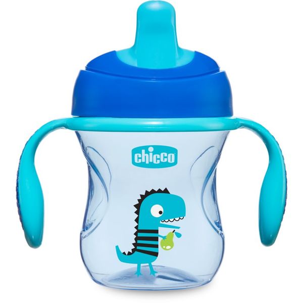 Chicco Chicco Train otroški lonček z ročaji 6m+ Blue 200 ml