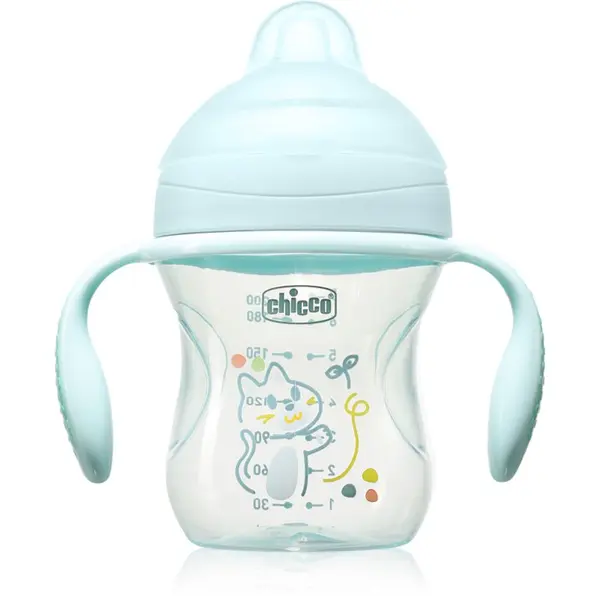 Chicco Chicco Transition Cup 4m+ otroški lonček z ročaji Teal 200 ml